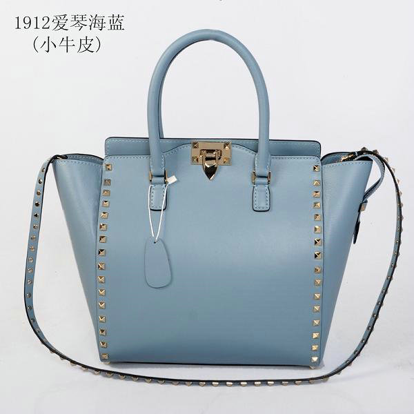 2014 Valentino Garavani rockstud double handle bag 1912 light blue on sale - Click Image to Close